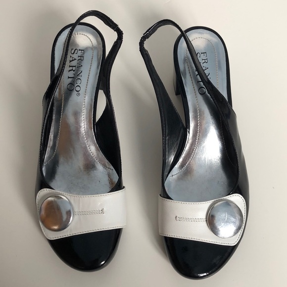 Franco Sarto Shoes - Franco Sarto black and white slingback heels